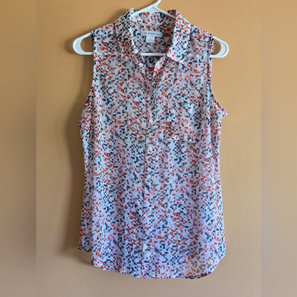 Liz Claiborne Speckled Print Top, PTP=19"